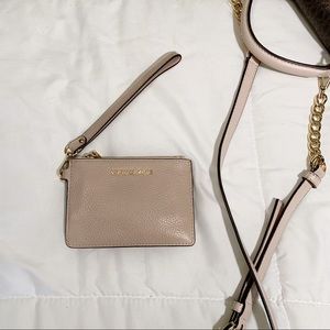 Michael Kors Small Mercer Pebbled Leather Coin Case- Soft Pink